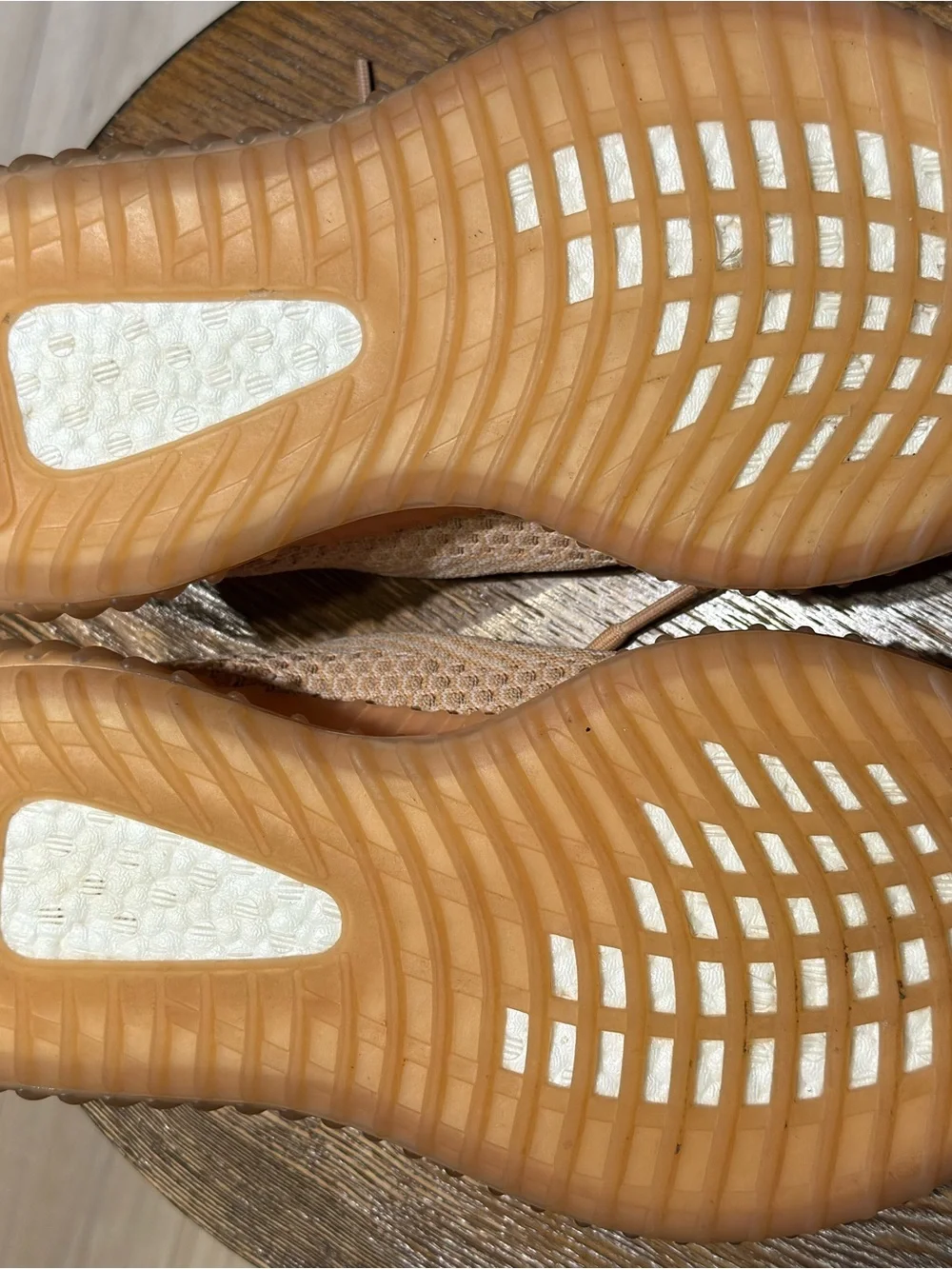 Yeezy Boost 350 V2 in Tan with Pink Stripe